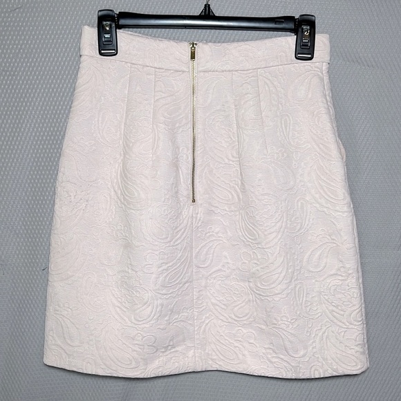 H&M Beautiful Light Pale Pink Embossed Paisley Pattern Skirt - Size 6, Like New - Picture 2 of 9